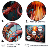 Octopus Expressionist Abyss - Octopus Framed Canvas Art