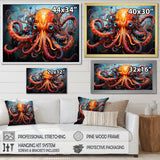 Octopus Expressionist Abyss - Octopus Framed Canvas Art