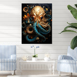 Octopus Golden Underwater - Octopus Home Decor Art