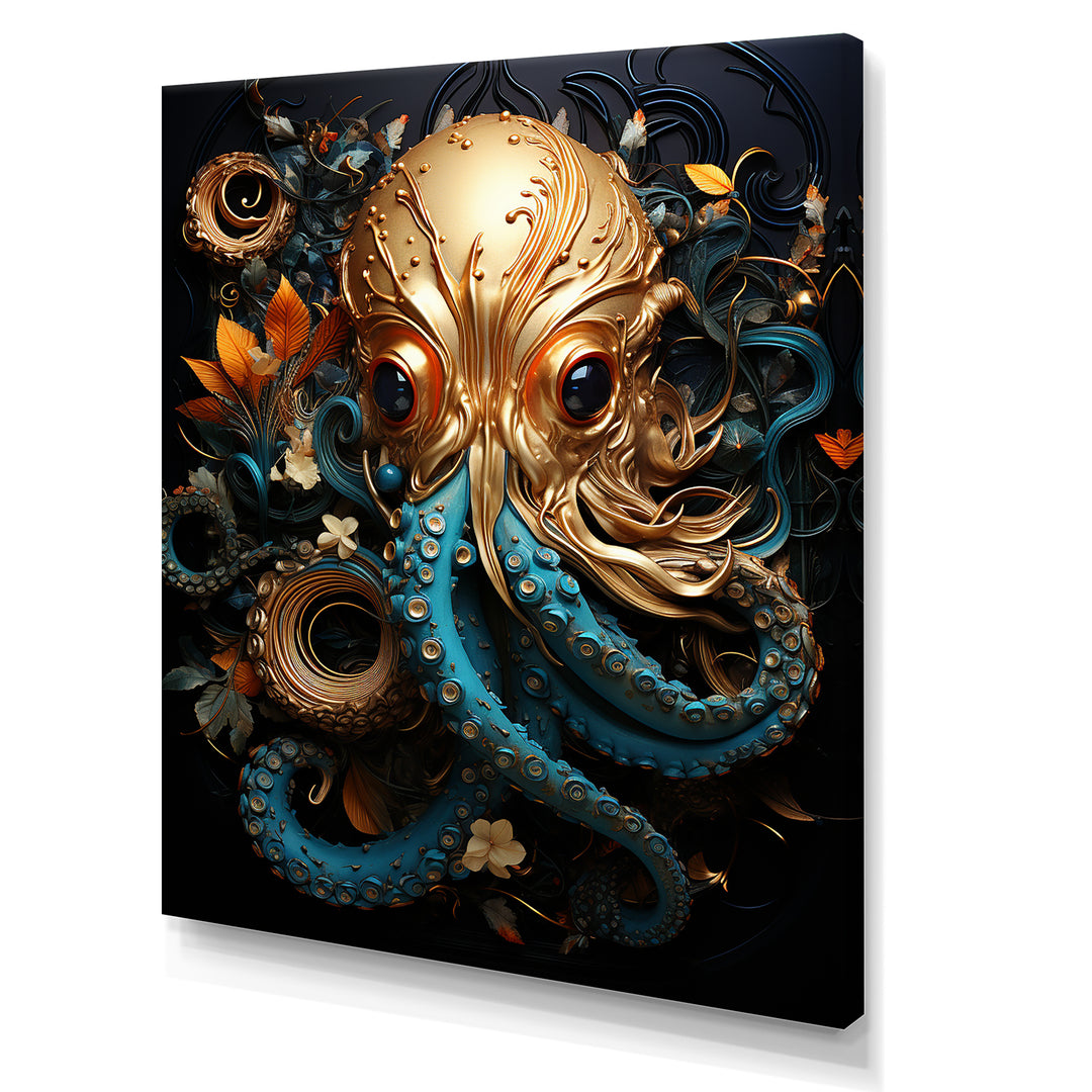 Octopus Golden Underwater - Octopus Home Decor Art