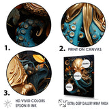 Octopus Golden Underwater - Octopus Home Decor Art