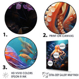 Popart Octopus Impression - Octopus Living Room Wall Art