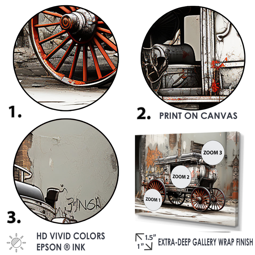 Street Art Vintage Carriage Cart - Old American Cart Canvas Wall Art