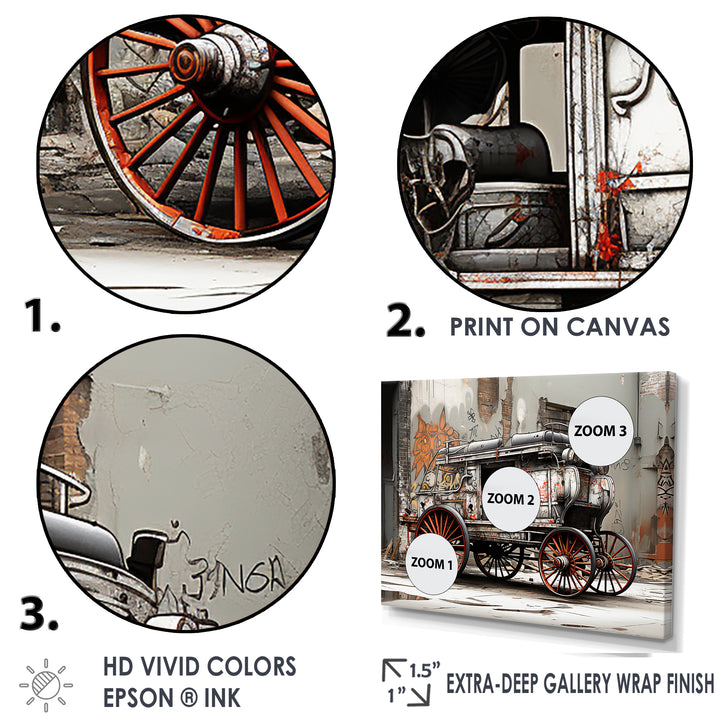 Street Art Vintage Carriage Cart - Old American Cart Canvas Wall Art