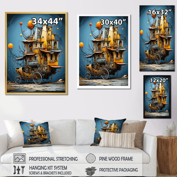 Surrealism Carriage Cart House Transportation - Old American Cart Canvas Wall Art