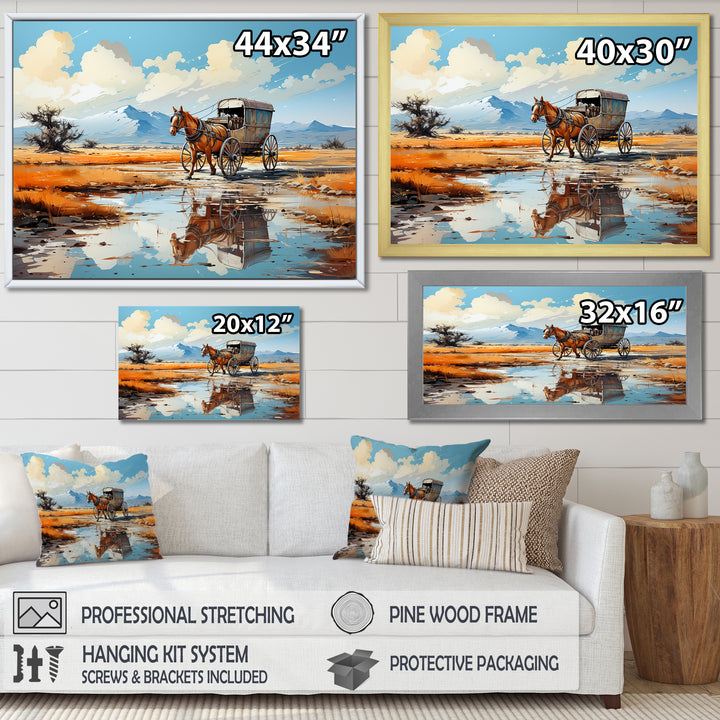 Old Western Wagon In Nevada I - Old American Cart Canvas Wall Art