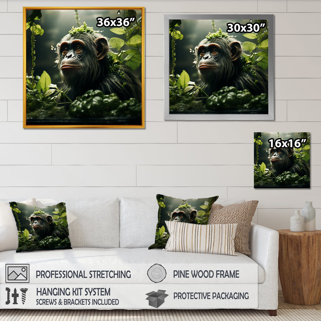 Photo Of Orangutan In Rainforest - Orangutan Framed Canvas Art