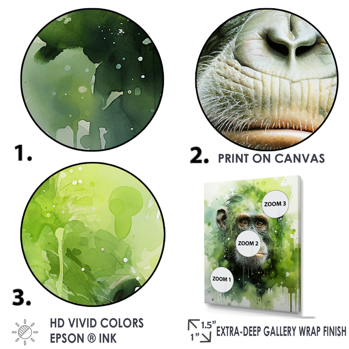 Verdant Greens Depict Orangutans= - Green Orangutan Wall Art