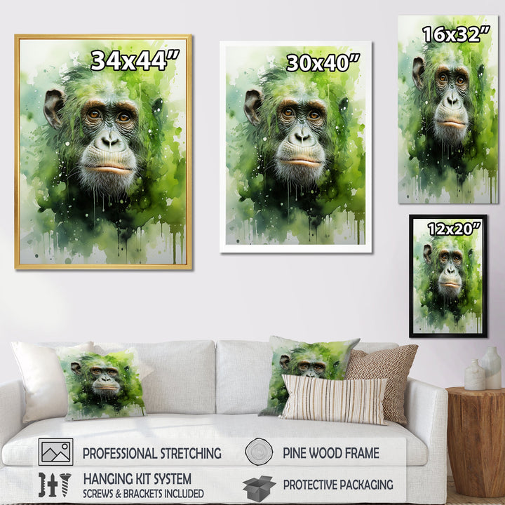 Verdant Greens Depict Orangutans= - Green Orangutan Wall Art