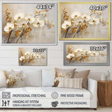 Minimalism Beige And Gold Orchids - Floral Canvas Wall Art