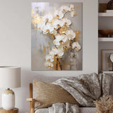 Minimalism Beige And Gold Orchids IV - Floral Canvas Wall Art