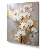 Minimalism Beige And Gold Orchids IV - Floral Canvas Wall Art