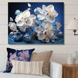 White And Blue Orchids Petals Of Serenity - Floral Canvas Wall Art