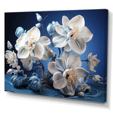 White And Blue Orchids Petals Of Serenity - Floral Canvas Wall Art