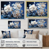 White And Blue Orchids Petals Of Serenity - Floral Canvas Wall Art