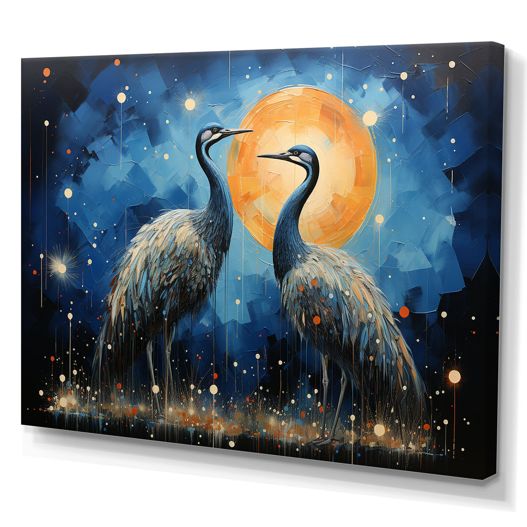 Moonlight Celestial Wanderers Ostriches - Ostriches Living Room Wall Art