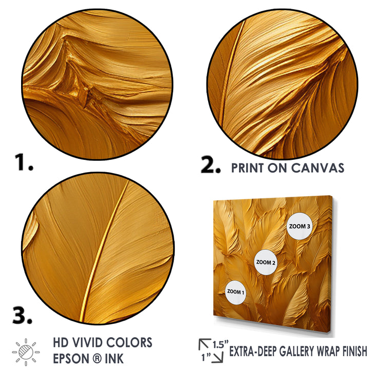 Golden Feathers - Feathers Canvas Wall Art