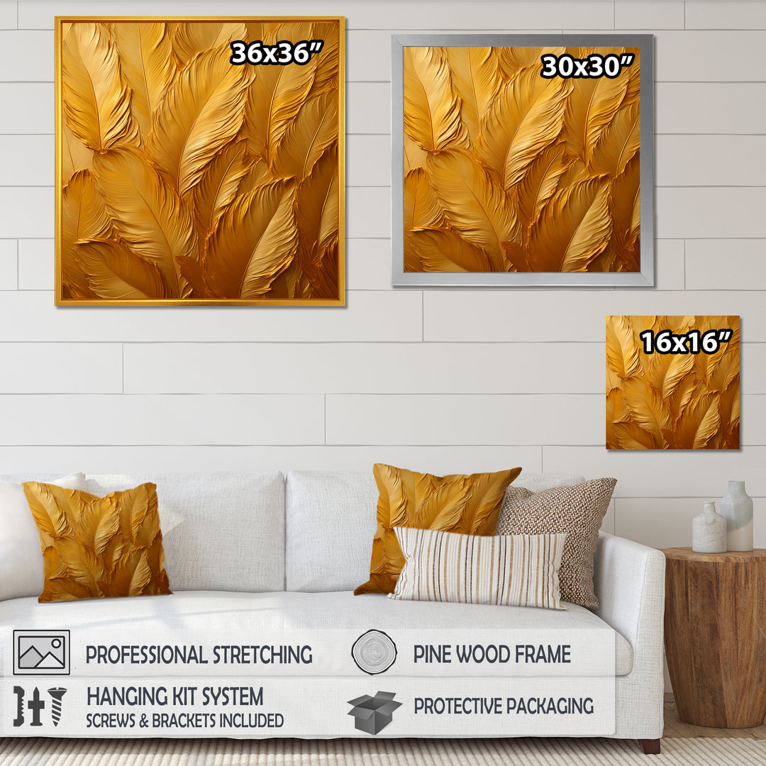 Golden Feathers - Feathers Canvas Wall Art
