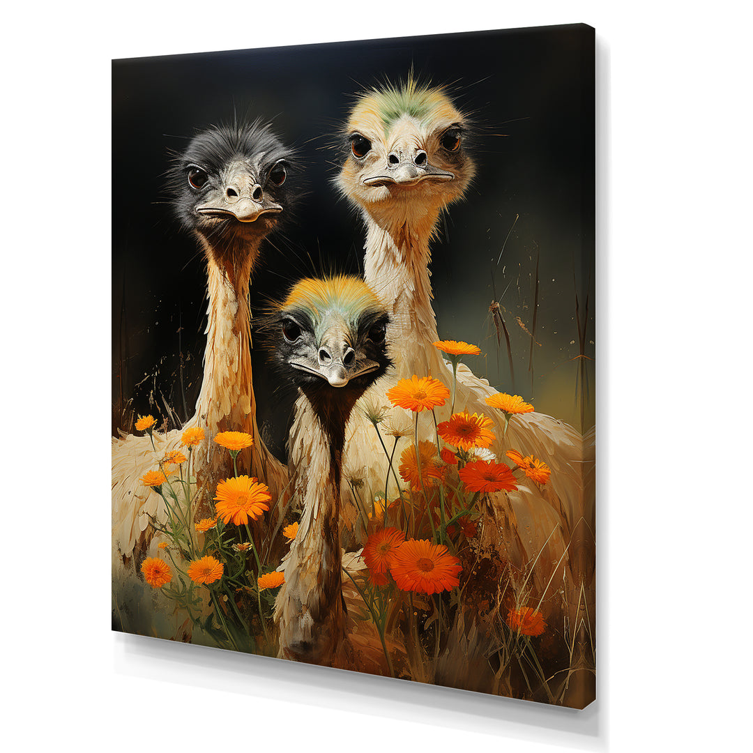 Ostriches Family Graceful Grazers - Ostriches Wall Decor