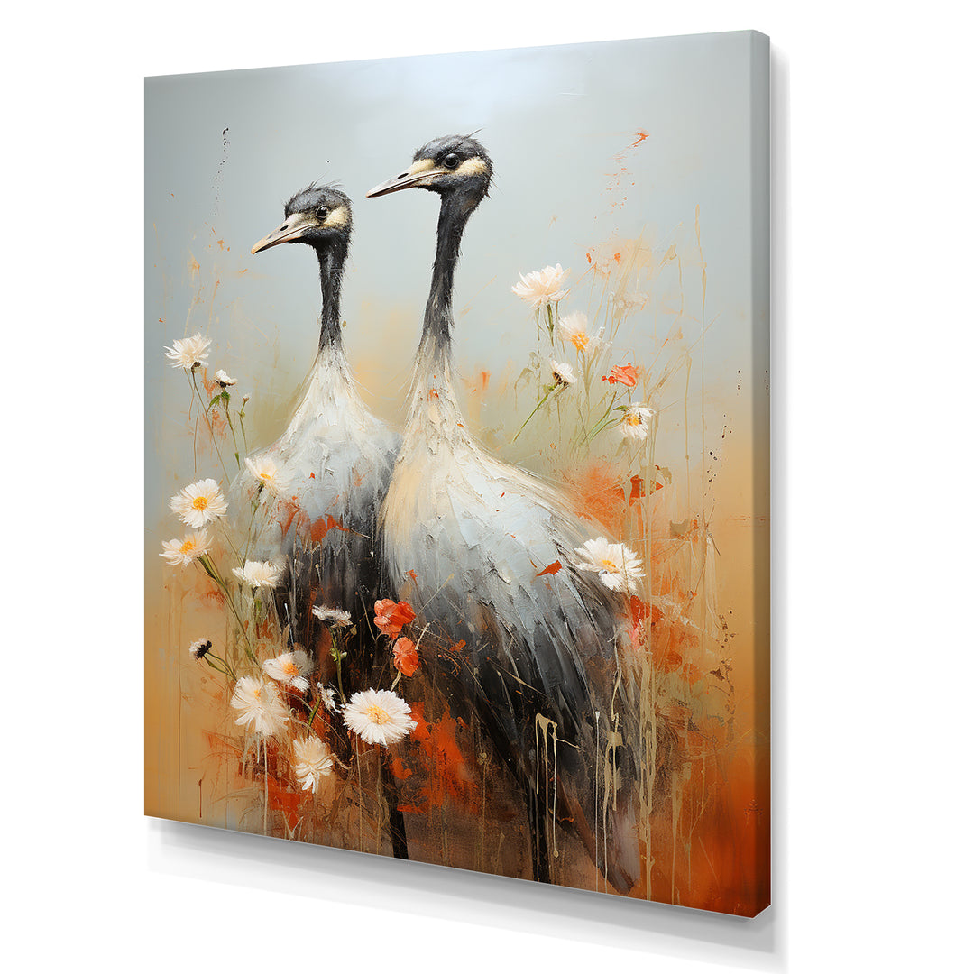 Ostriches Couple Graceful Shadows - Ostriches Wall Decor