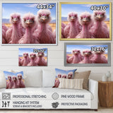 Pink Ostriches Mirage Portrait - Ostriches Wall Art Prints