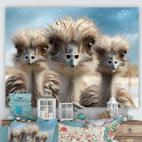 Monochrome Ostrich Mirage - Beige Ostriches Wall Art