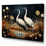 Mystic Ostriches Silhouettes By The Pond - Ostriches Framed Canvas Art