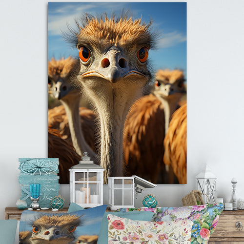 Ostrich Elysium Portrait - Ostriches Bedroom Wall Art