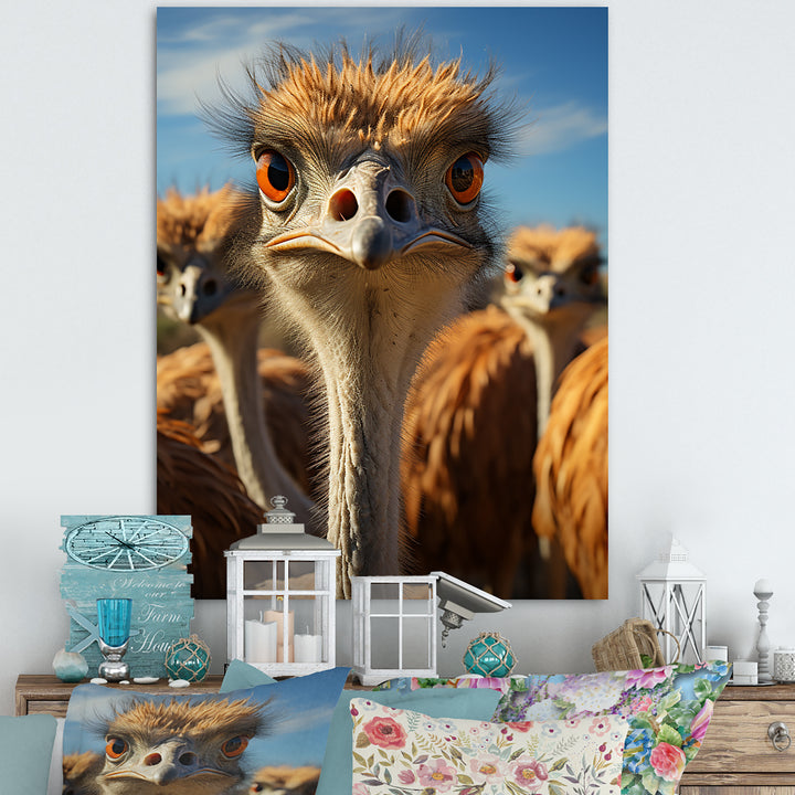 Ostrich Elysium Portrait - Ostriches Bedroom Wall Art