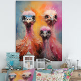 Ostrich Whimsy Portraits - Multi-Color Ostriches Wall Art