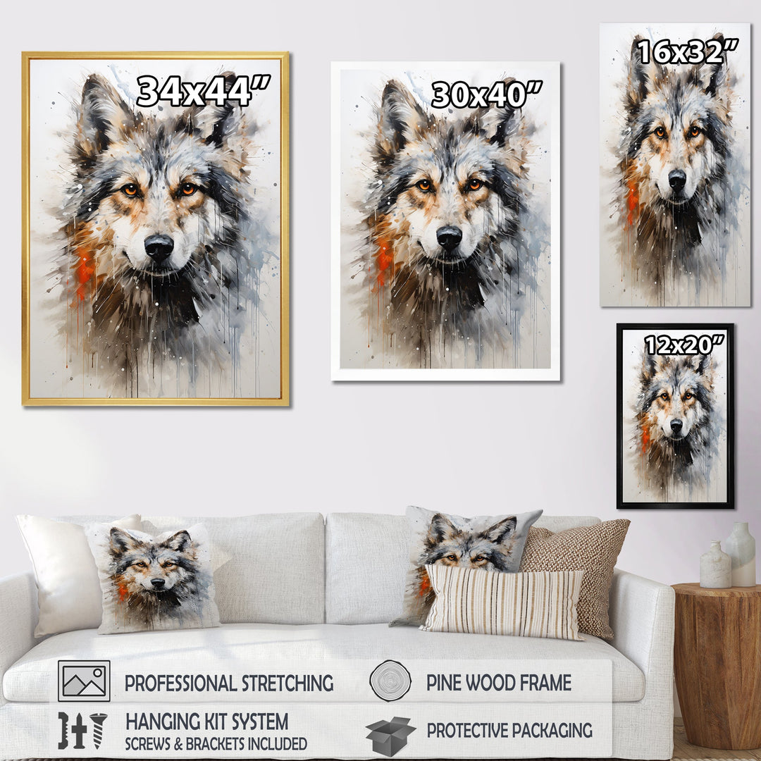Curious Wolf Portrait - Wolf Living Room Wall Art