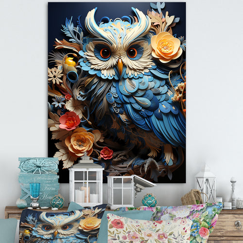 Mysterious Owl Blooms - Owl Bedroom Wall Art