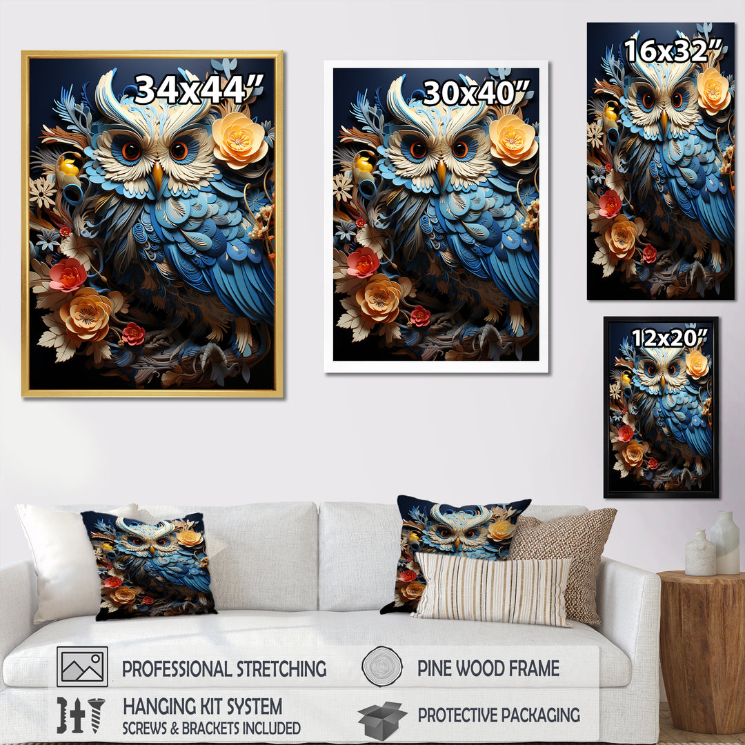 Mysterious Owl Blooms - Owl Bedroom Wall Art