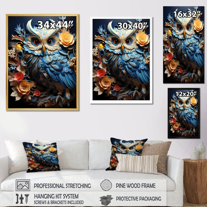 Mysterious Owl Blooms - Owl Bedroom Wall Art