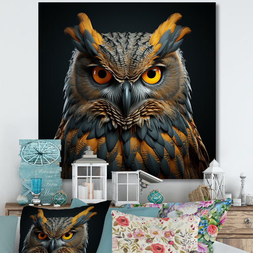 Owl Expressionist Gaze - Owl Living Room Wall Art
