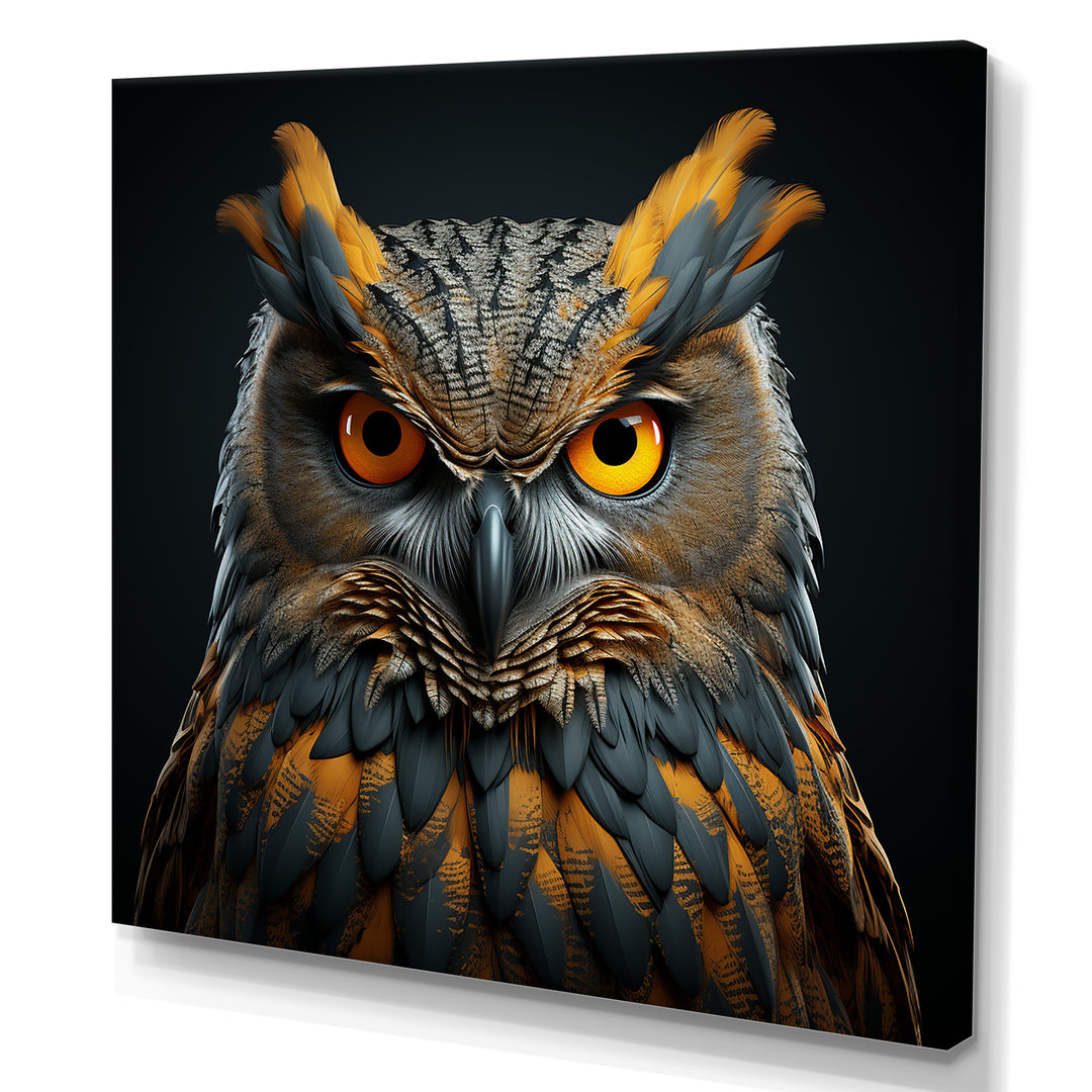 Owl Expressionist Gaze - Owl Living Room Wall Art