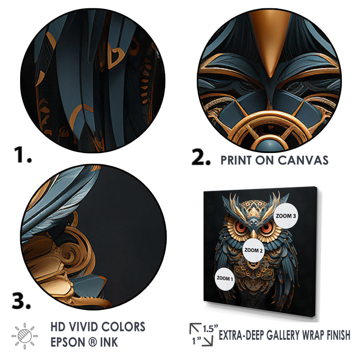 Teal And Gold Baroque Golden Guardian Owl - Owl Wall Decor
