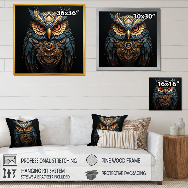 Teal And Gold Baroque Golden Guardian Owl - Owl Wall Decor