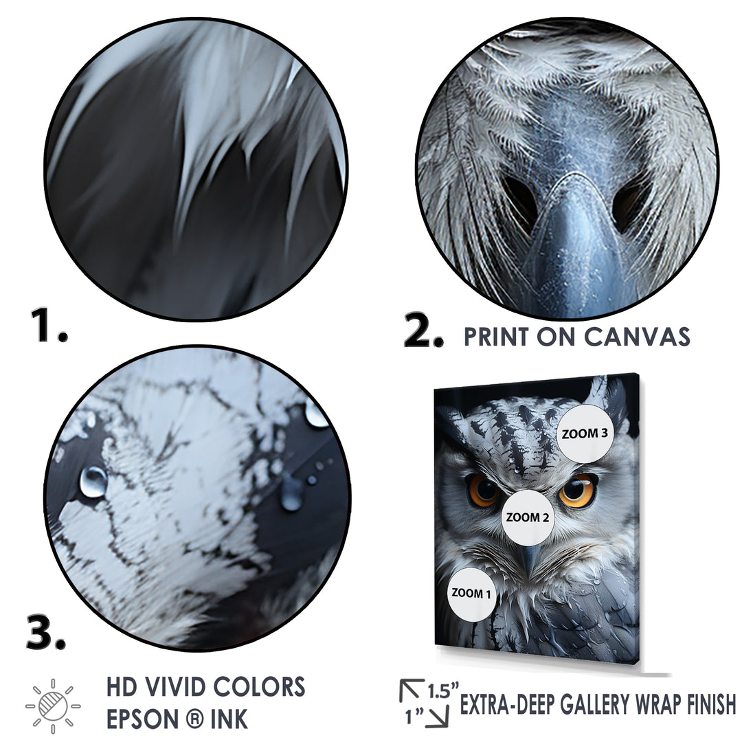 Monochrome Gaze Enlightenment - Yellow Owl Wall Art