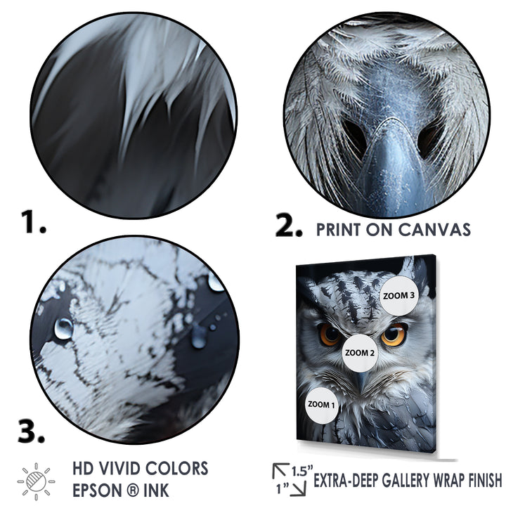 Monochrome Gaze Enlightenment - Yellow Owl Wall Art