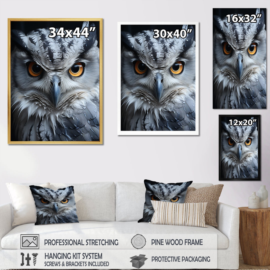 Monochrome Gaze Enlightenment - Yellow Owl Wall Art