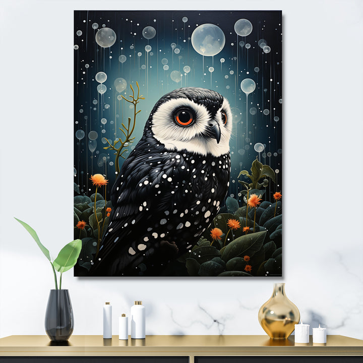 Noir Watcher Owl At Twilight - Black Owl Wall Art