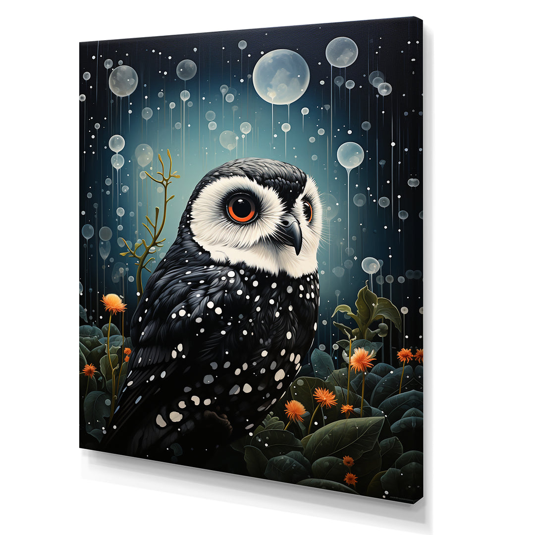 Noir Watcher Owl At Twilight - Black Owl Wall Art