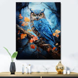 Blue Owls Moonlight Realm - Owl Framed Canvas Art