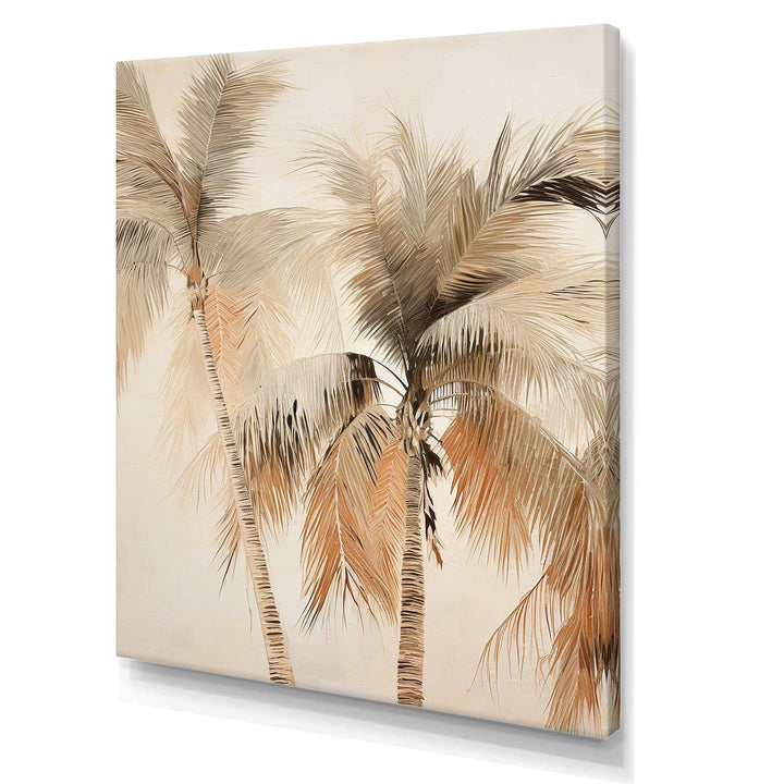 Minimalism Vintage Tropical Tranquility Palm Trees II - Floral Canvas Wall Art