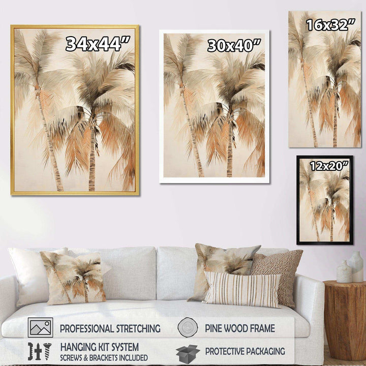 Minimalism Vintage Tropical Tranquility Palm Trees II - Floral Canvas Wall Art