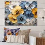 Elegant Yellow And Blue Pansy Petals - Floral Canvas Wall Art