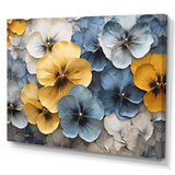 Elegant Yellow And Blue Pansy Petals - Floral Canvas Wall Art