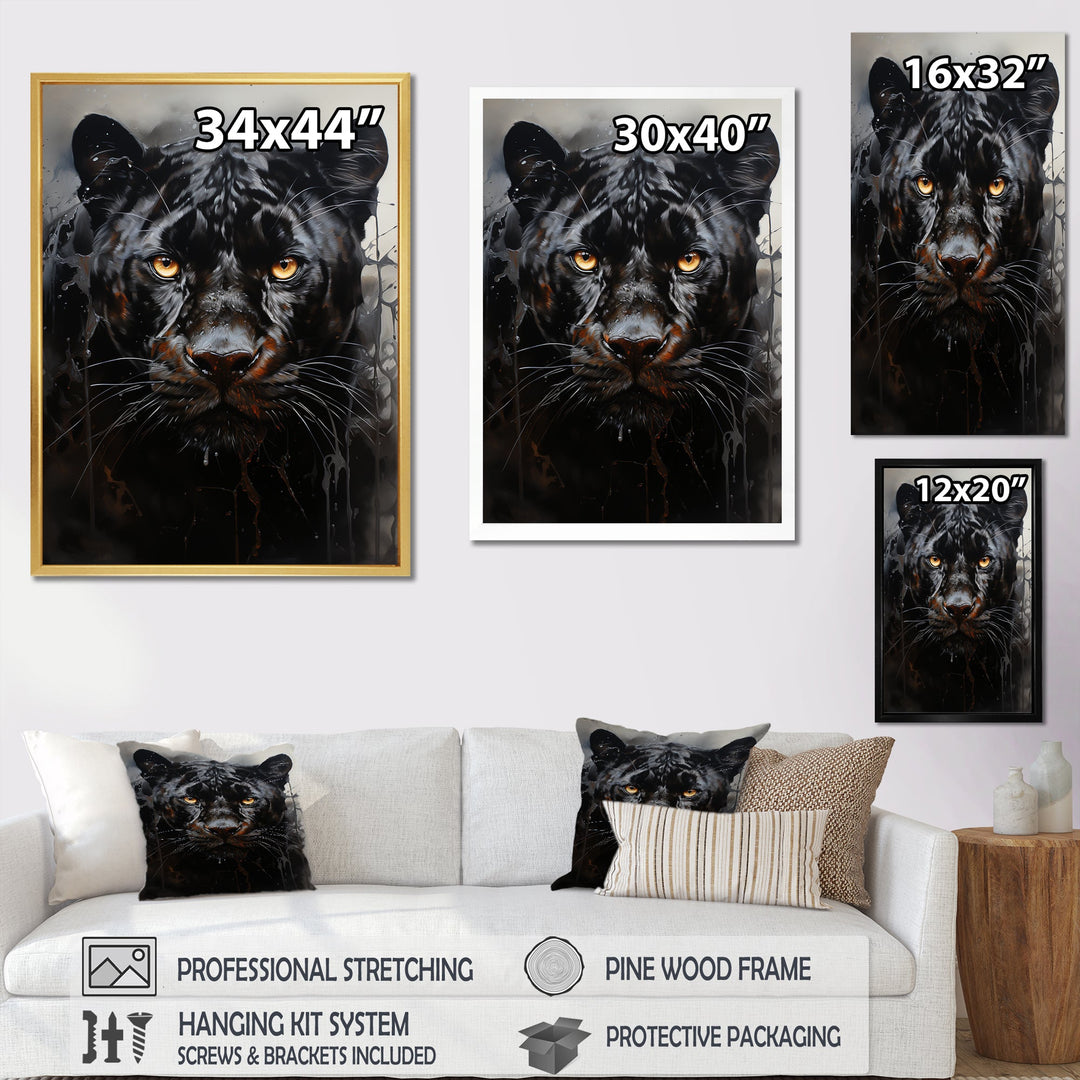 Sleek Panther Stalk - Panther Canvas Wall Art