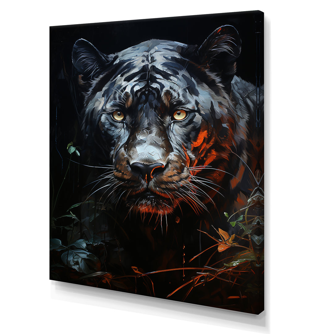 Moonlit Panther Tranquility - Panther Canvas Wall Art